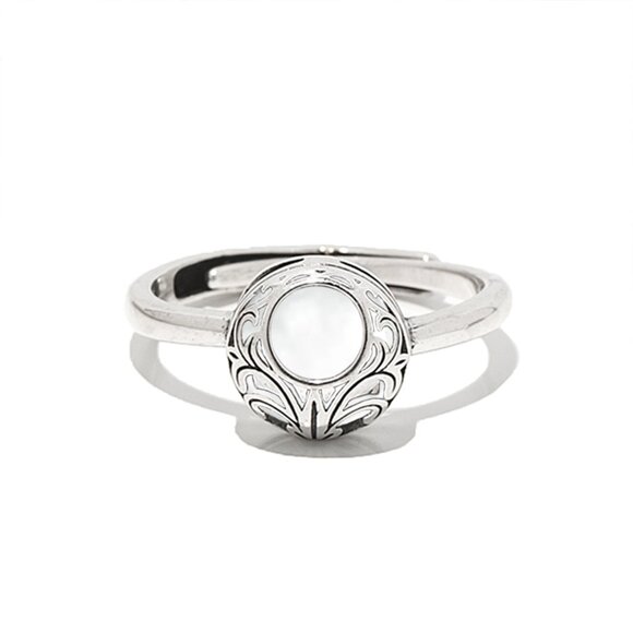 Recycled Vintage Clear Dairy Bottles Sterling Adjustable Vintage Lace Ring - Picture 1 of 6